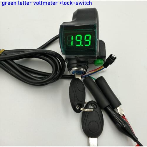 12-100v digital display with lock/key&switch for electric bike scooter mtb tricycle trike mobility ATV battery voltage indicator