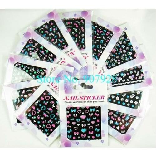 12designs x 10pack 2D Fashion Design Nail Art Patch Sticker-Free Shipping Wholesale