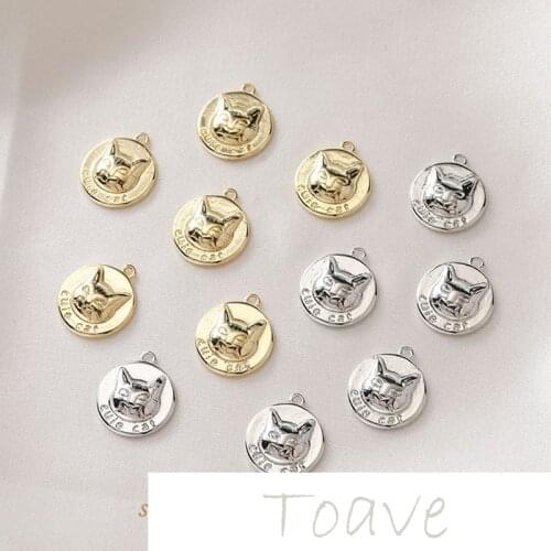 14K gold-plated copper plated cute cat pendant DIY hand-made earrings earrings material accessories