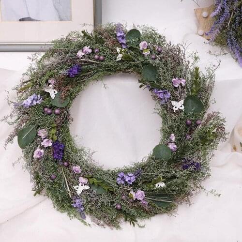 16'' Lavender Garland Handmade Artificial Flowers Garland Front Door Wreath