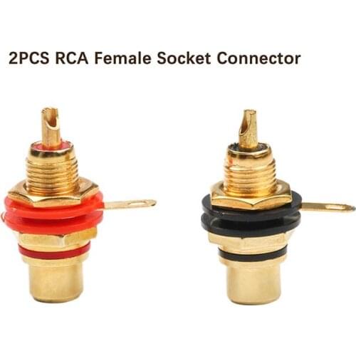 2PCS/1 Pair RCA Female Socket Connector Chassis Panel Mount Adapter Audio Terminal Plug set