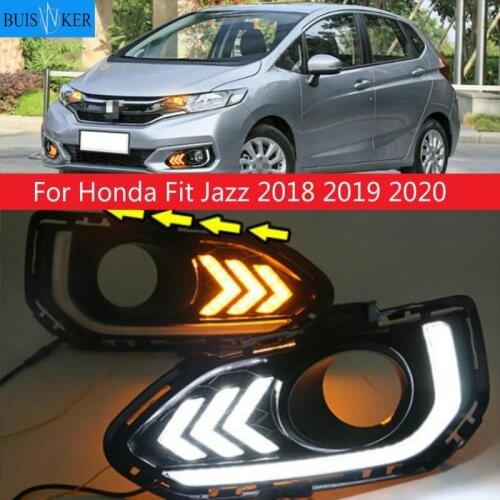 2PCS LED Daytime Running Light For Honda Fit Jazz 2018 2019 2020 Car Accessories Waterproof 12V DRL LED Fog Lamp Decoration