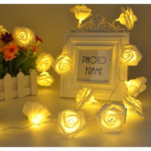 Faity String Light LED Rose Flower Lamp Battery Powered for Christmas Valentines Day Birthday Wedding Garland Bouquet Decor