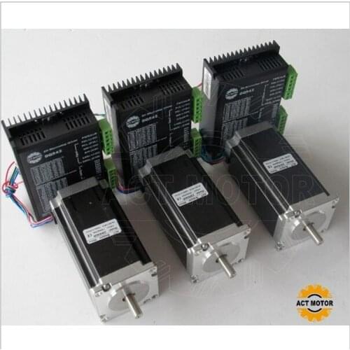 3PCS Nema23 Stepper Motor Single Shaft 4-Lead 425oz-in 112mm 4.2A+3PCS Driver DM542 4.2A