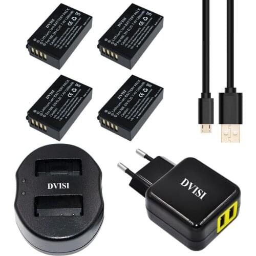 4pcs/lot EN-EL20 EN EL20 EL20 Rechargeable Battery+USB Dual Charger for NIKON 1 J1 J2 J3 S1 Digital Battery+EU/US AC Adapter