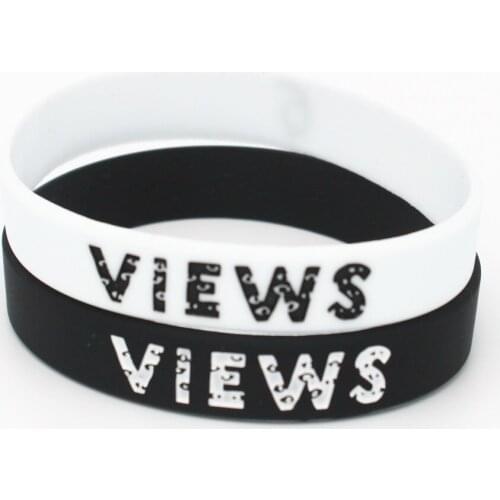 50PCS Hot Sale 6 Views Rubber silicone Wristband Black White Rap Music Bands Silicone Bracelets &Bangles Wristband Gifts SH176