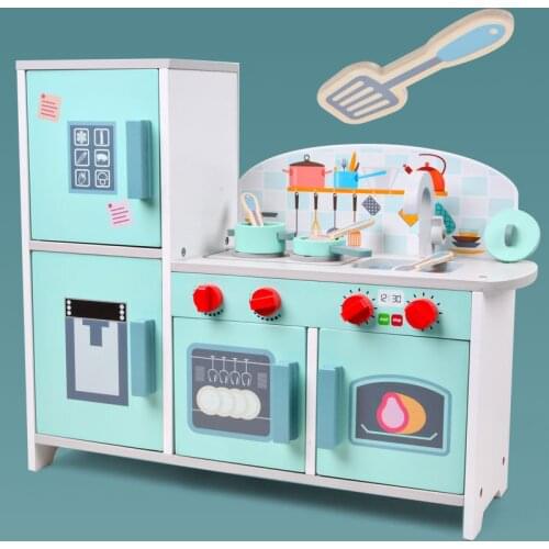Wooden Simulation Mini Refrigerator Kitchen Gas Stove Toy Family Kitchen Cooking Suit Boys And Girls Toys Unisex Assembly