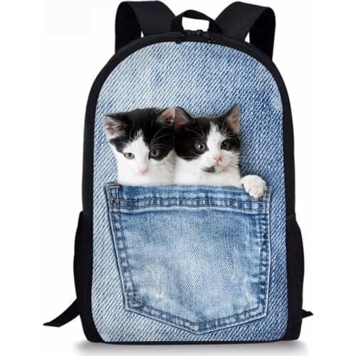 Children Backpacks Cartoon Cats Dogs Pattern Kids School Book Bags Kawaii Animal Fashion Schoolbag Boys Girls Travel Backpack