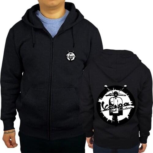 Hot sale Vespa vintage motorcycle Logo shubuzhi men zipper sweatshirt Thicken Fleece Coat Zipper Jacket hoodies casual hoody