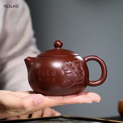 Yixing Classic tea pot Purple Clay Xishi filter Teapots beauty kettle Raw ore Purple mud Handmade Tea set authentic 240ml