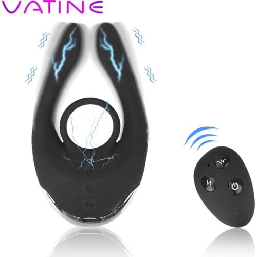 VATINE Vibrating Penis Ring Cock Rings 10 Speed Dildo Vibrator Electric Shock Penis Delay Ejaculation Anal Clitoris Stimulation