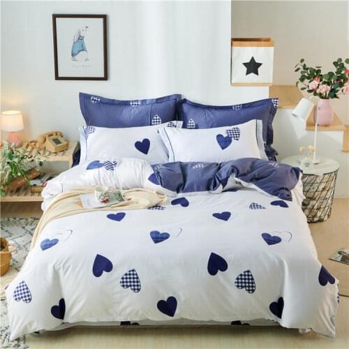Blue love Bedding Set Cotton bed linen white Bed Set Many hearts Duvet Cover/sheet/pillowcases Queen/King Size Bed