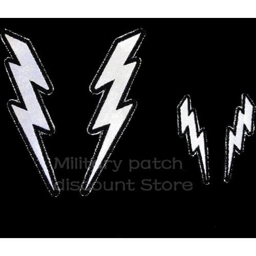 2-piece set Reflective Silver Bolt Lightning Biker Patch for Vest Motorcycle Jacket Clothes Backpack Applique With Hook Loop