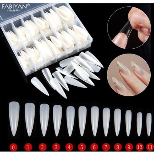 Natural Clear Artificial Nail Tips Full Cover Fingernails Manicure False Nails Extension Tool 240/600Pcs 12 Sizes