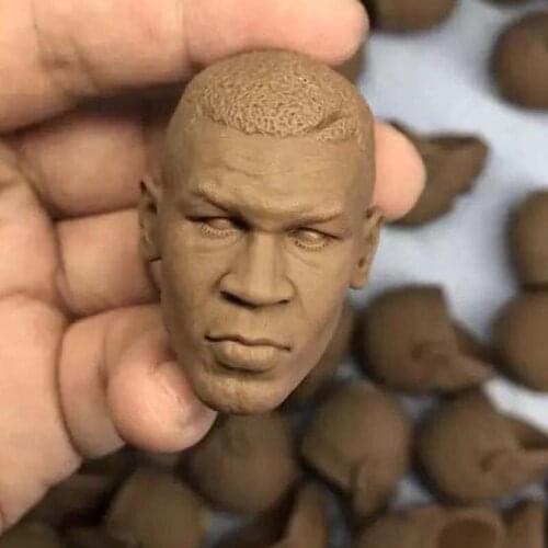 Mike Tyson Unpainted Head Sculpt 1/6 Scale DIY Male Soldier Head Model Toy