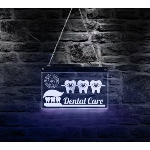 Dentist Dental Care Led Neon Sign Oral Hygiene 3D Decor Healthy Tooth Stamp Icon Board Healthcare Stomatology Symbol Logo Light