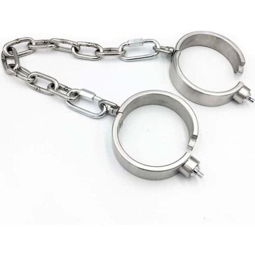 Stainless Steel Chain Leg Irons Ankle Cuffs BDSM Bondage Torture Adult Games Restraints Sex Toys For Couples Slave Feet Fetish