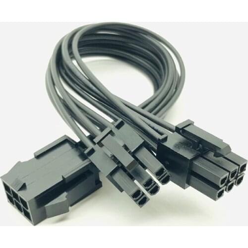 NEW PCIE 6pin to Dual 6pin Power Cable Sleeved Cable PC PCI Express Video Card Graphics Card Power Supply Cable 18AWG 20CM Black
