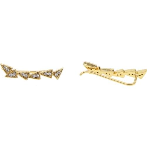 2018 new design arrow triangle tiny mini linked unique gold color top quality young girl teen girl fashion cz climber earring