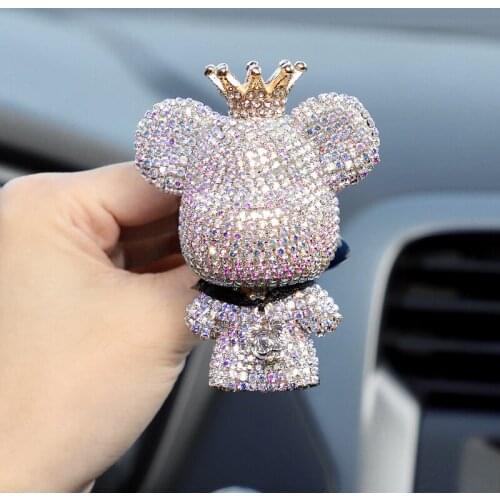 Car Air Freshener Bling Diamond Crown Violent Bear Car Decoration Outlet Perfume Clip Car Aroma Diffuser Auto Ornaments Gifts