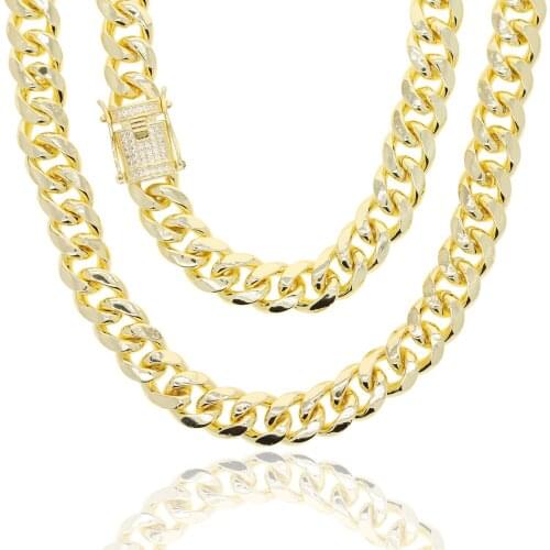 Gold color 14mm Cuban Chain Necklace Chokers For Women Geometric heavy Pendant Necklaces Boho Maxi Statement hip hop Jewelry