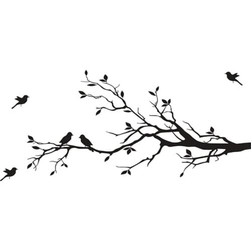 Birds On Branches Tree Wall Decals Decorative Sticker Bedroom Wall Arts Classical Black Removable Vinyl Bird Stickers
