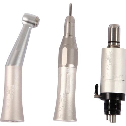 Dental Low Speed External Single Water Spray Handpiece Kit Contra Angle+Straight Handpiece+Air Motor Fit NSK