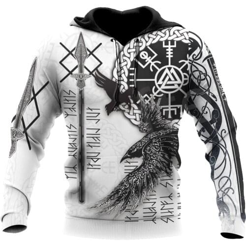 Tessffel Vikings God Viking Warrior Odin Tattoo Harajuku NewFashion Tracksuit 3DPrint Streetwear Pullover Hoodies Men/Women C-18
