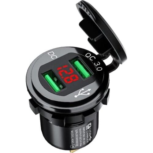 Waterproof Waterproof Aluminum Dual QC 3.0 USB Fast Charger Power Outlet LED Mobile Phone Power Adapter for Car Truck