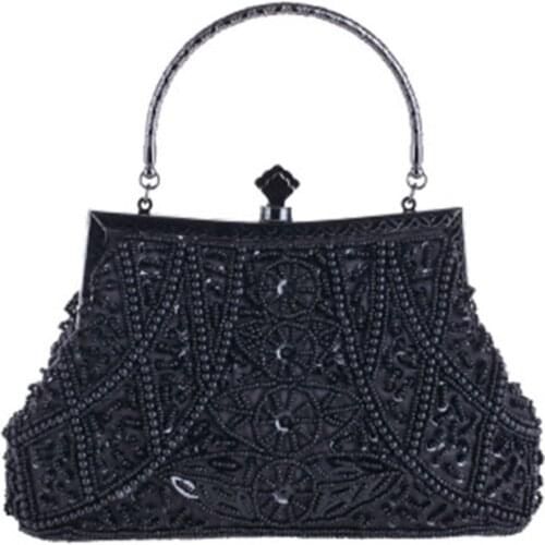 Women Vintage Bead Sequined Evening Bag Wedding Party Prom Handbag Clutch Purse