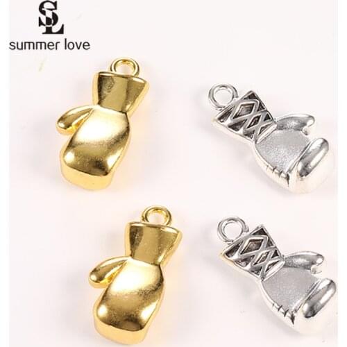 10Pcs Antique Gold Silver Color 3D Boxing Glove Fist Charms for DIY Jewelry Making Wholesale Metal Pendant Fit Necklace Keychain