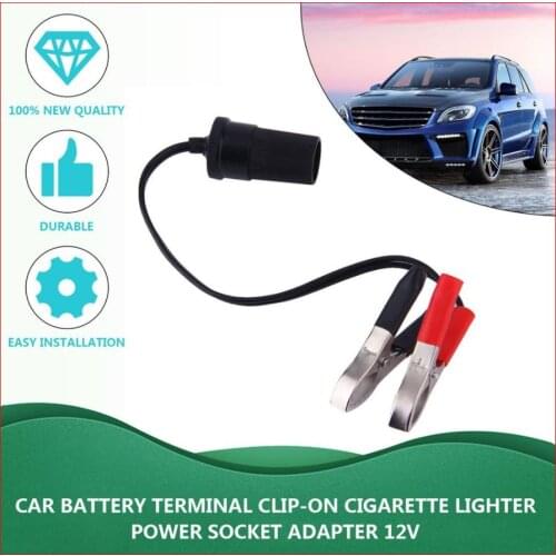 12V Universal Car Auxiliary Cigarette Lighter Socket Connector Battery Crocodile Clips Power Adapter Extension Cord