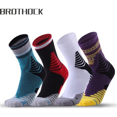 Brothock Stars Professional basketball socks Sports socks for men training running outdoor breathable elite non-slip high socks