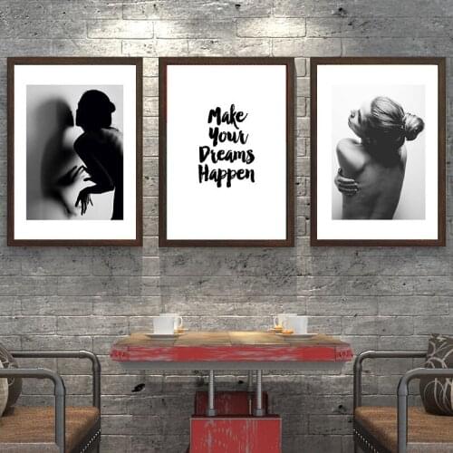 Black and White Character Girls Inspirational Text Painting Bedroom Living room Wall Home Decorative Painting wall art canvas