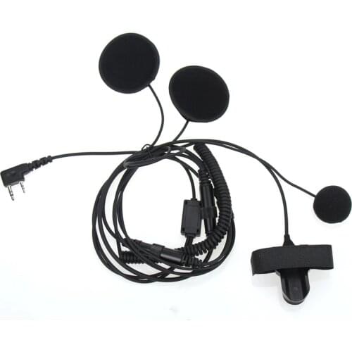 2 Pin PTT Motorcycle Helmet Headset Intercom Earphone Headphones with Microphone for Kenwood BAOFENG Two Way Radio Walkie Talkie