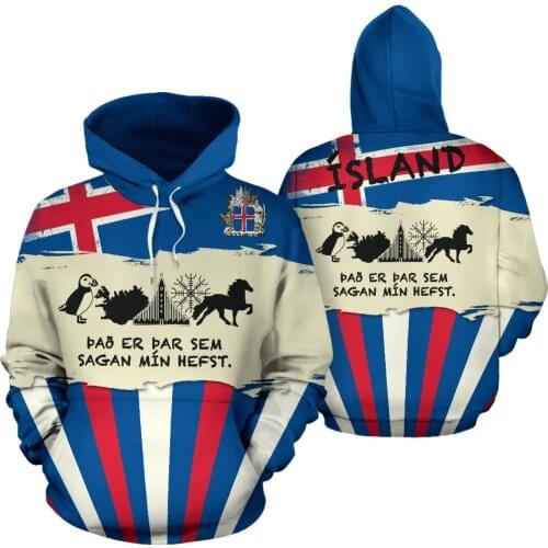 X-Safala Island Viking Flag Coat Arms 3D All Printed Hoodie Man Women Harajuku Outwear Zipper Pullover Sweatshirt Casual Jacket