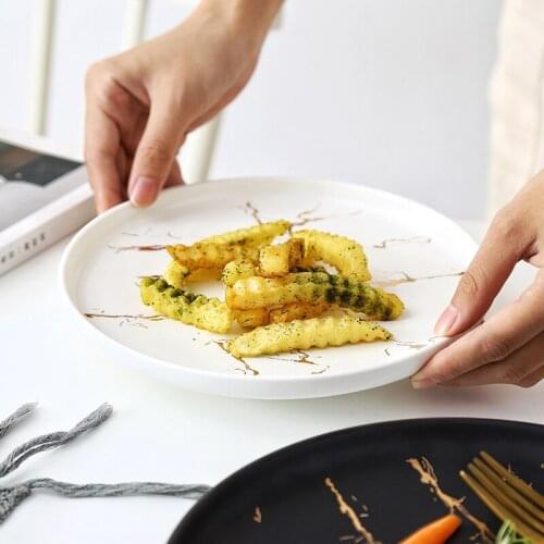 Marble Pattern Ceramics Steak Plates Salad Plate Dinner Dish 6"8"10" Household Tray Pizza plate