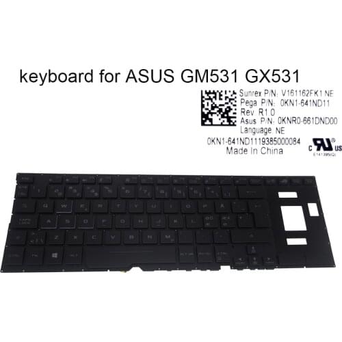 Norway Norwegian Nordic keyboard backlight for Asus GX531GV GX531GS GX531GM Zephyrus S GX531 0KN1-641ND11 notebook PC keyboards