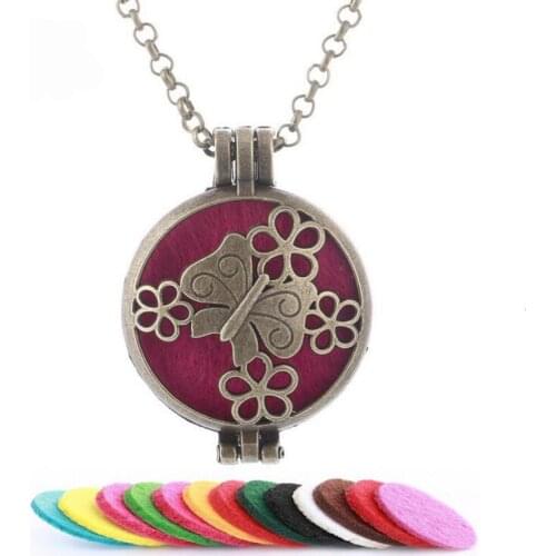 Butterfly fragrance box jewelry necklace can open phase perfume oil sweater chain