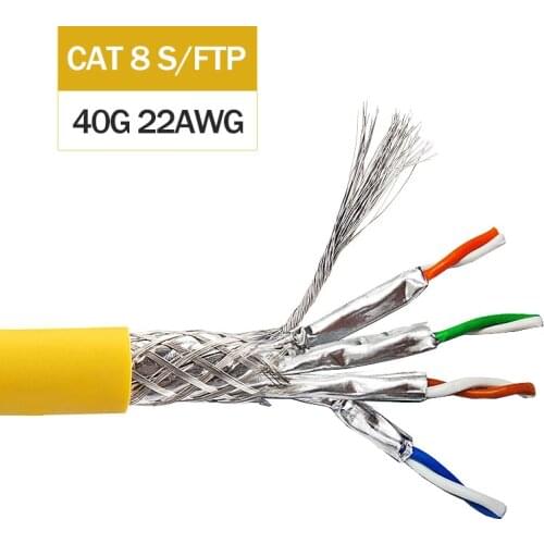 NETWORK RJ45 CAT8 CABLE 40G 2000MHz CAT8 S/FTP DOUBLE SHIELDED INSTALLATION CABLE 22AWG PURE COPPER LSOH JACKET