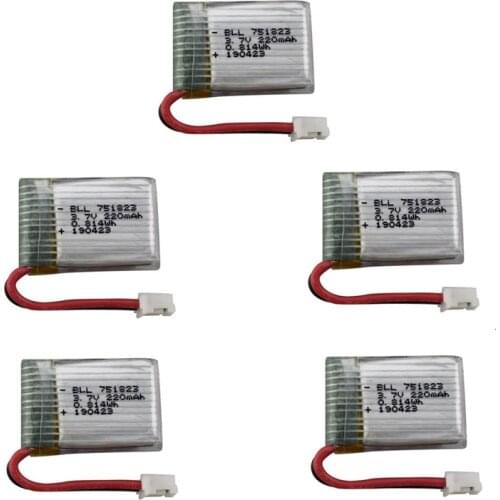 5Pcs 3.7V 220mAh Lipo Battery for HS210 H36 E010 NH010 T36 751823 3.7v lipo battery for JJRC H36 RC Drone Quadcopter Spare Parts