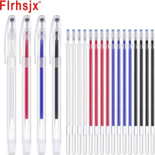 FLRHSJX 20pcs Heat Erasable Pen Fabric Marking Pen 4 Colors Disappearing Marker Refills for Crafts Quilting Sewing Accessories