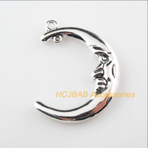 Fashion 4Pcs Tibetan Silver Color Smile Moon Face Charms Pendants 29x37mm