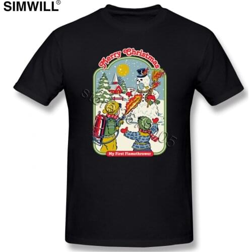 MY FIRST FLAMETHROWER Tee Men Funny Short Sleeved Eco Cotton T-Shirts Crew Neck T Shirts Luxury Clothes Dropshipping