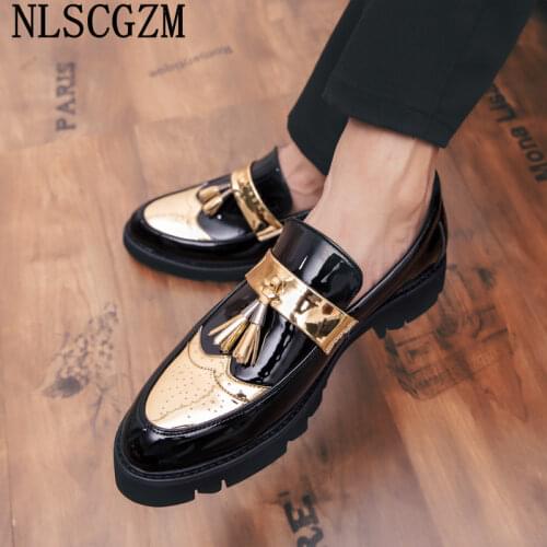 Brogue Shoes Men Oxford Rivet Italian Brand Men Wedding Shoes Brand Coiffeur Gold Designer Shoes Men Classic Glitter Fashion
