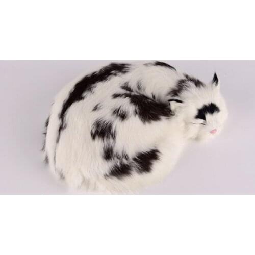 New simulation black and white cat toy polyethylene & furs sleeping cat model gift 27x20x6cm 1453