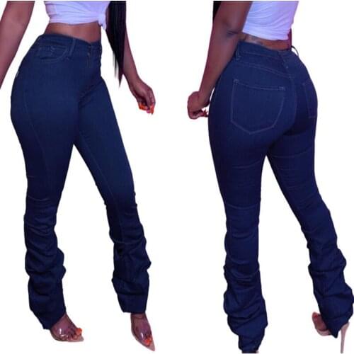 Autumn Womens Jeans Fashion Slim Push Up Mid Waist Stacked Jeans Woman Casual Skinny Denim Blue Pants Femme Pantalon Streetwear