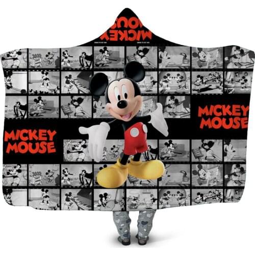 Disney Mickey Minnie Mouse Lilo & Stitch Hooded Cloak Blanket Thickened Double Plush Baby Throw Quilt Super Comfortable Soft