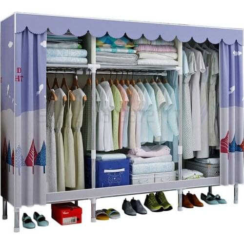 Simple cloth cabinet net red rental room bedroom stainless steel frame assembly thickened, strong and durable