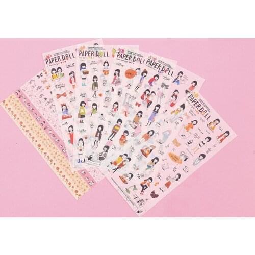 6pcs Cute doll pvc Transparent Organizer Calendar Diary Book Planner Sticker Scrapbook Decorationr Diary Sticker papeleria